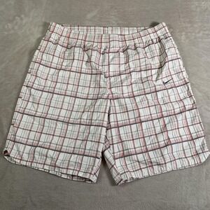 Nike Shorts Mens XL White Red Plaid Swim Trunks Mesh Lined Drawstring 397143-100